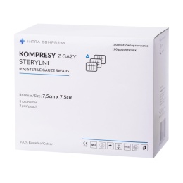 Kompresy z gazy sterylne INTRA COMPRESS 7,5cm x 7,5cm 17nitek/8warstw blister a3szt